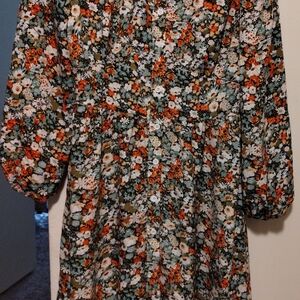 Shein Floral Long Sleeve Dress Size Small